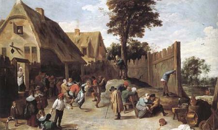 TENIERS, David the Younger Peasants dancing outside an Inn (mk25) oil painting picture